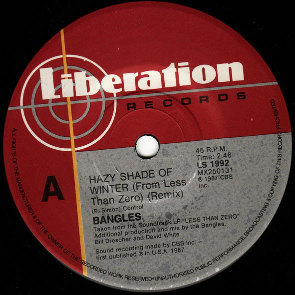 Bangles – Hazy Shade Of Winter (VG+/VG+) – 7", AU 1987 - Image 2
