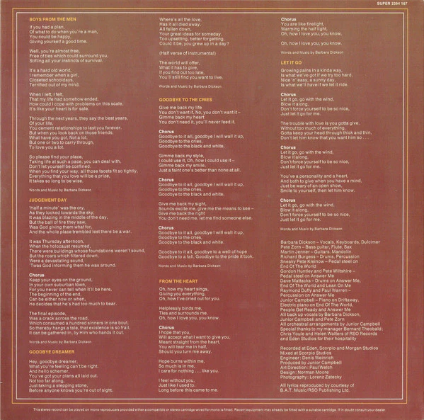 Barbara Dickson – Answer Me (E/VG+) – LP, UK 1976 - Image 6