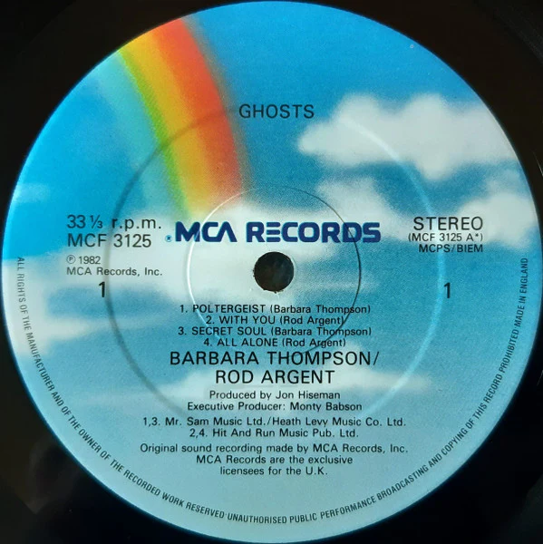 Barbara Thompson, Rod Argent – Ghosts (VG+/VG+) – LP, UK 1982 - Image 3