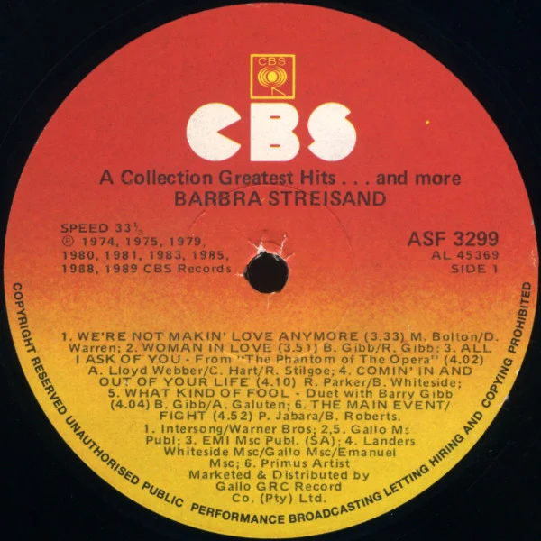 Barbra Streisand – A Collection (Greatest Hits...And More) (VG/VG+) – LP, ZA 1989 - Image 3