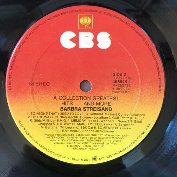 Barbra Streisand – A Collection Greatest Hits...And More (VG+/VG+) – LP, AU 1989 - Image 4