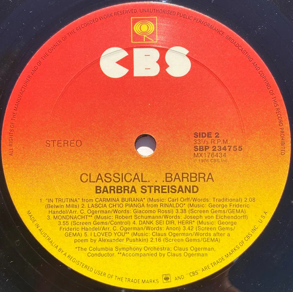 Barbra Streisand – Classical ... Barbra (VG+/VG+) – LP, AU - Image 6