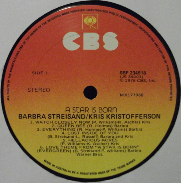 Barbra Streisand, Kris Kristofferson – A Star Is Born (VG+/E) – LP, AU 1976 - Image 4