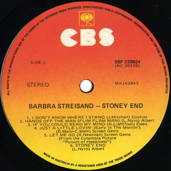Barbra Streisand – Stoney End (VG+/E) – LP, AU - Image 3