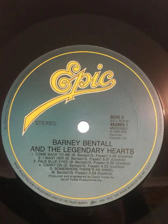 Barney Bentall And The Legendary Hearts – Barney Bentall And The Legendary Hearts (E/E) – LP, AU 1988 - Image 4