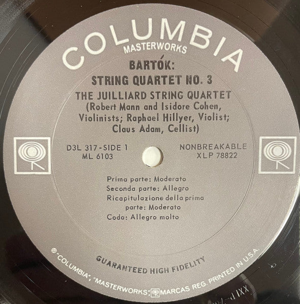 Béla Bartók, Juilliard String Quartet – The Six String Quartets (VG/VG) – 3xLP, US 1965 - Image 6