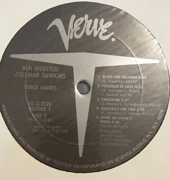 Ben Webster, Coleman Hawkins – Tenor Giants (VG+/VG+) – 2xLP, US 1977 - Image 6