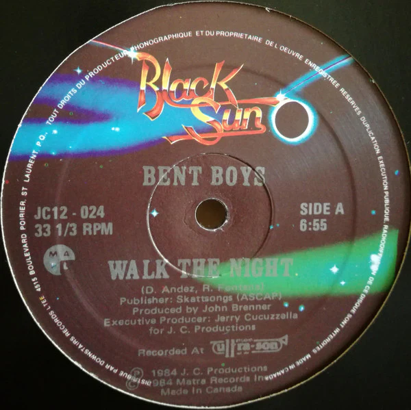 Bent Boys – Walk The Night (VG+/VG+) – 12", CA 1984