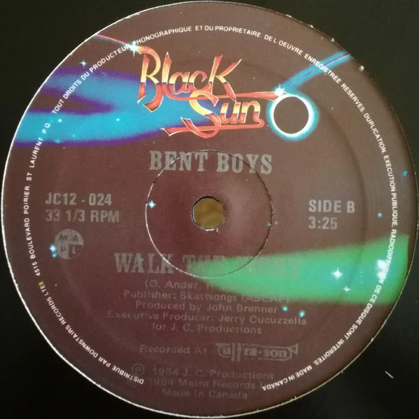 Bent Boys – Walk The Night (VG+/VG+) – 12", CA 1984 - Image 2