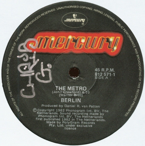 Berlin – Sex (I'm A...) (VG+/VG+) – 12", Australasia 1983 - Image 4