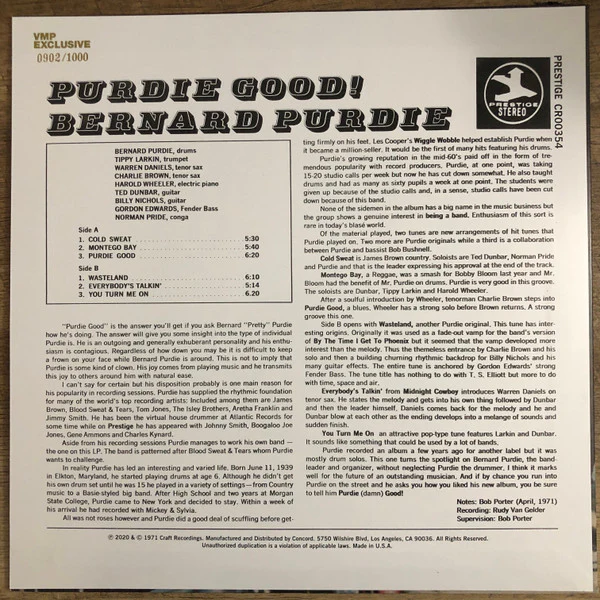 Bernard Purdie – Purdie Good! (NM/NM) – LP, US 2020 - Image 6