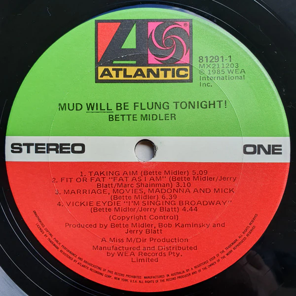 Bette Midler – Mud Will Be Flung Tonight! (VG+/VG+) – LP, AU 1985 - Image 3