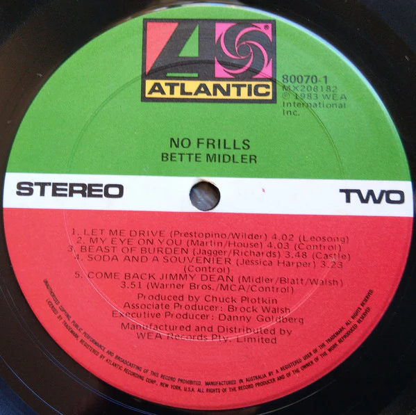 Bette Midler – No Frills (E/E) – LP, AU 1983 - Image 4