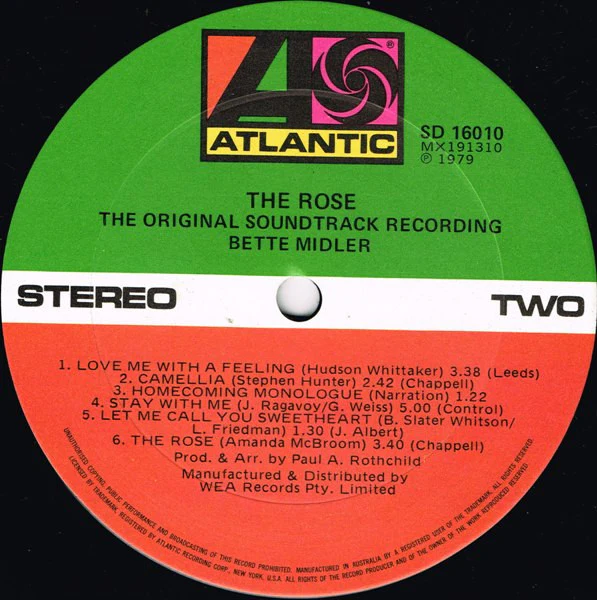 Bette Midler – The Rose (The Original Soundtrack Recording) (VG+/VG+) – LP, AU 1979 - Image 4