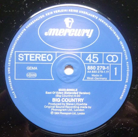 Big Country – East Of Eden (Extended Version) (VG+/VG) – 12", DE 1984 - Image 3