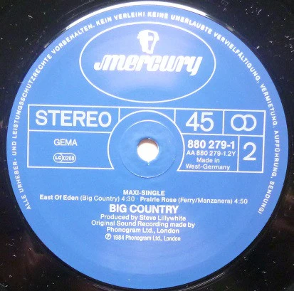 Big Country – East Of Eden (Extended Version) (VG+/VG) – 12", DE 1984 - Image 4