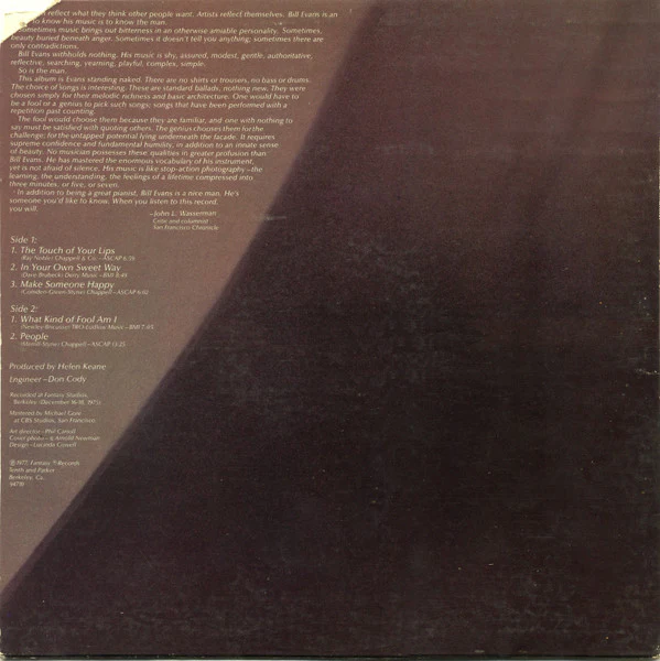 Bill Evans – Alone (Again) (VG/VG+) – LP, US 1977 - Image 4