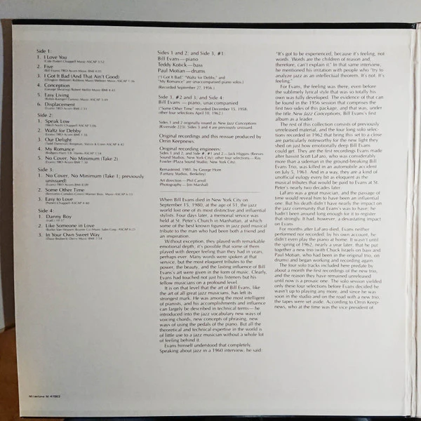 Bill Evans – Conception (VG+/VG+) – 2xLP, US 1981 - Image 2