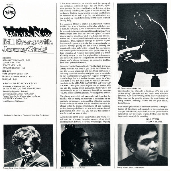 Bill Evans, Jeremy Steig – What's New (VG+/VG+) – LP, AU 1969 - Image 2
