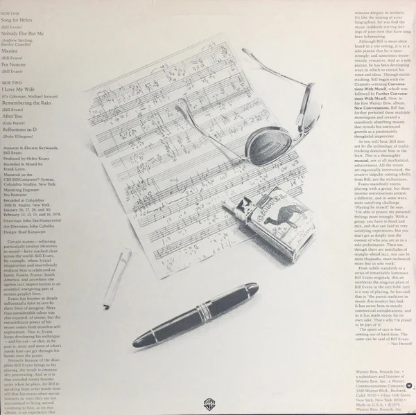 Bill Evans – New Conversations (VG/VG+) – LP, US 1978 - Image 2
