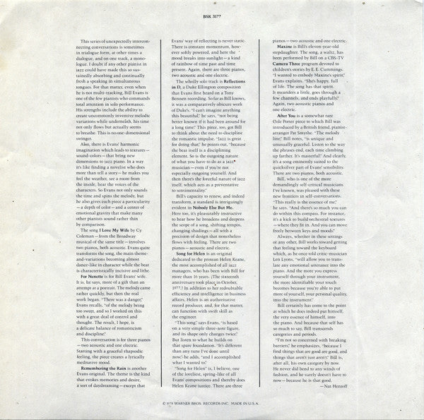 Bill Evans – New Conversations (VG/VG+) – LP, US 1978 - Image 5