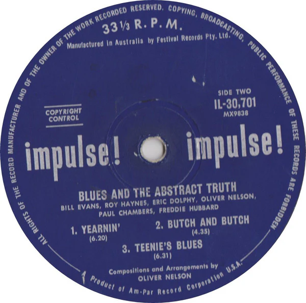 Bill Evans, Roy Haynes, Eric Dolphy, Oliver Nelson, Paul Chambers, Freddie Hubbard – The Blues And The Abstract Truth (VG+/VG+) – LP, AU 1961 - Image 4