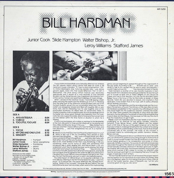 Bill Hardman – Focus (VG+/E) – LP, US 1984 - Image 2