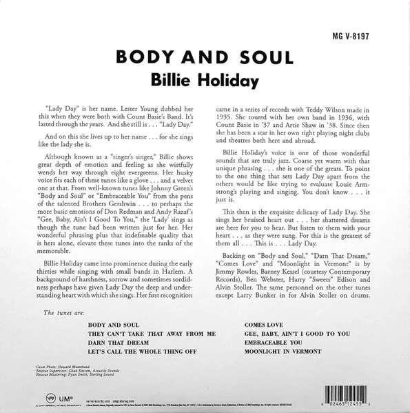 Billie Holiday – Body And Soul (E/E) – LP, Worldwide 2024 - Image 3