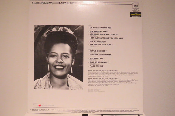 Billie Holiday, Ray Ellis And His Orchestra – Lady In Satin (VG+/VG+) – LP, AU 1984 - Image 2