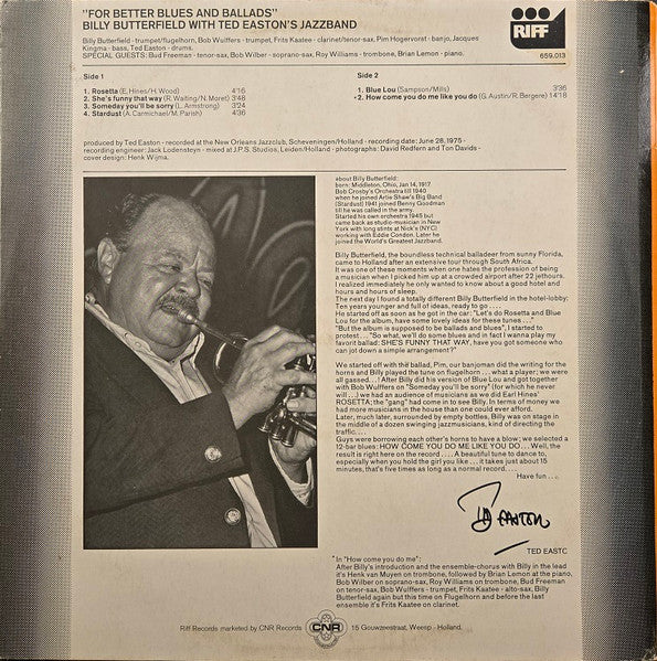 Billy Butterfield – For Better Blues And Ballads (VG+/VG+) – LP, NL 1976 - Image 2