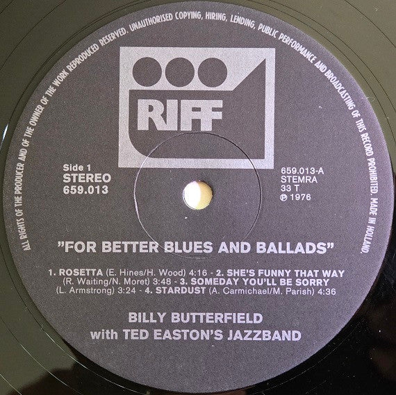 Billy Butterfield – For Better Blues And Ballads (VG+/VG+) – LP, NL 1976 - Image 3