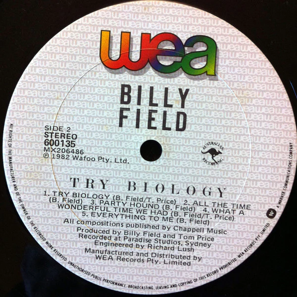 Billy Field – Try Biology (VG+/VG+) – LP, AU 1982 - Image 8