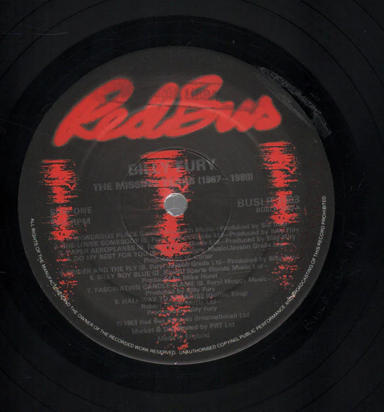 Billy Fury – The Missing Years: 1967-1980 (E/E) – LP, UK 1983 - Image 3
