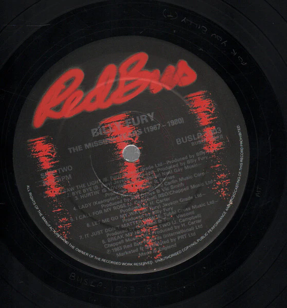 Billy Fury – The Missing Years: 1967-1980 (E/E) – LP, UK 1983 - Image 4
