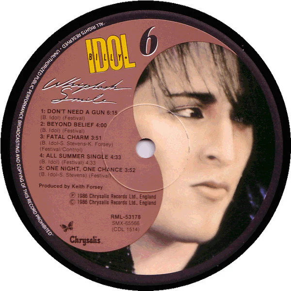 Billy Idol – Whiplash Smile (VG+/VG+) – LP, AU 1986 - Image 5