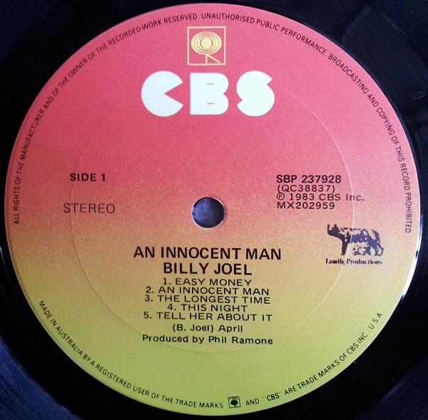 Billy Joel – An Innocent Man (VG+/VG+) – LP, AU 1983 - Image 3