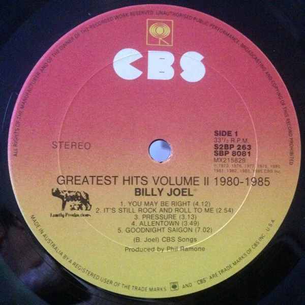 Billy Joel – Greatest Hits Volume I & Volume II (VG/VG+) – 2xLP, AU 1985 - Image 6