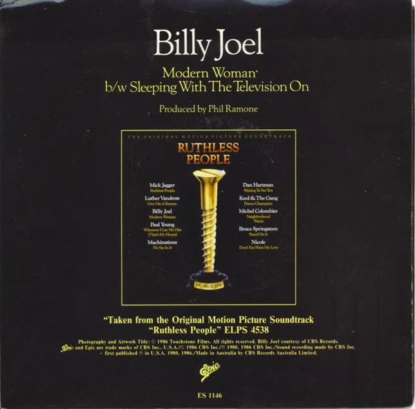 Billy Joel – Modern Woman (VG+/VG+) – 7", AU 1986 - Image 2