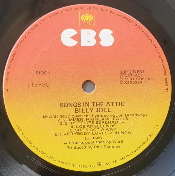 Billy Joel – Songs In The Attic (VG+/VG+) – LP, AU 1981 - Image 5