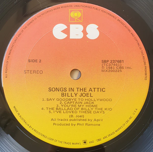 Billy Joel – Songs In The Attic (VG+/VG+) – LP, AU 1981 - Image 6