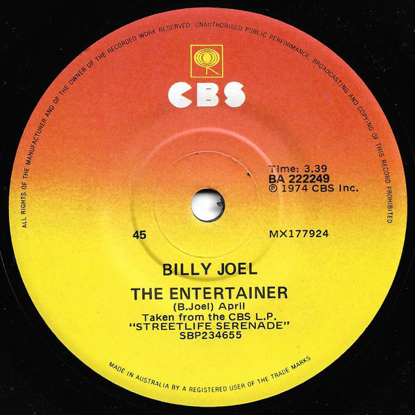 Billy Joel – The Entertainer / The Mexican Connection (VG+/Generic) – 7", AU 1974