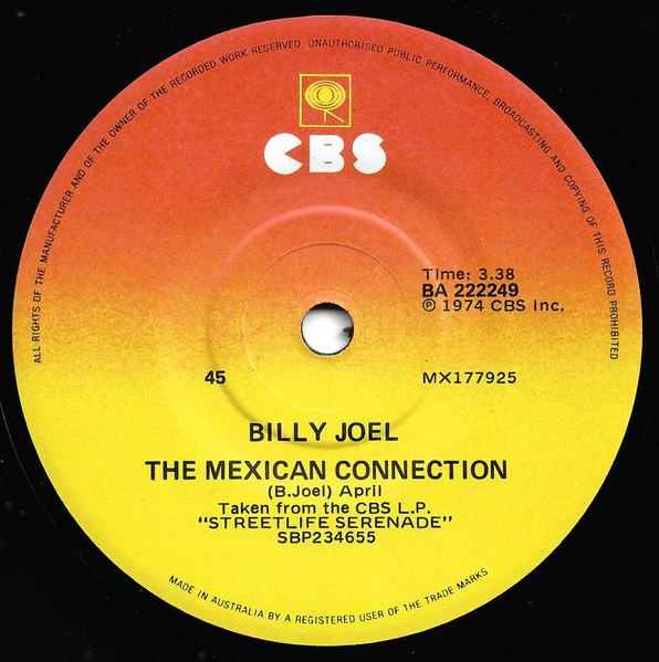 Billy Joel – The Entertainer / The Mexican Connection (VG+/Generic) – 7", AU 1974 - Image 2