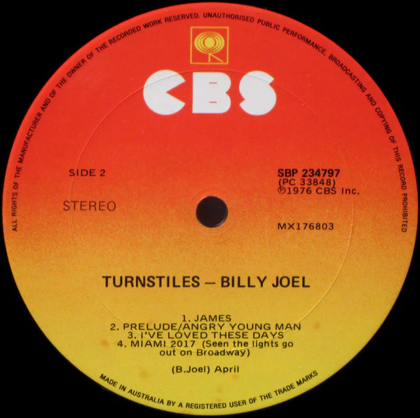 Billy Joel – Turnstiles (VG+/VG+) – LP, AU 1976 - Image 4