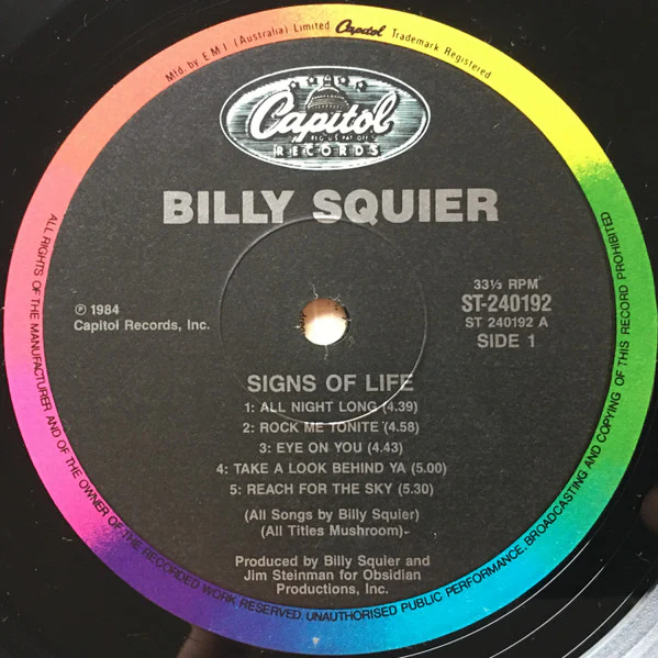 Billy Squier – Signs Of Life (VG+/VG+) – LP, AU 1984 - Image 3