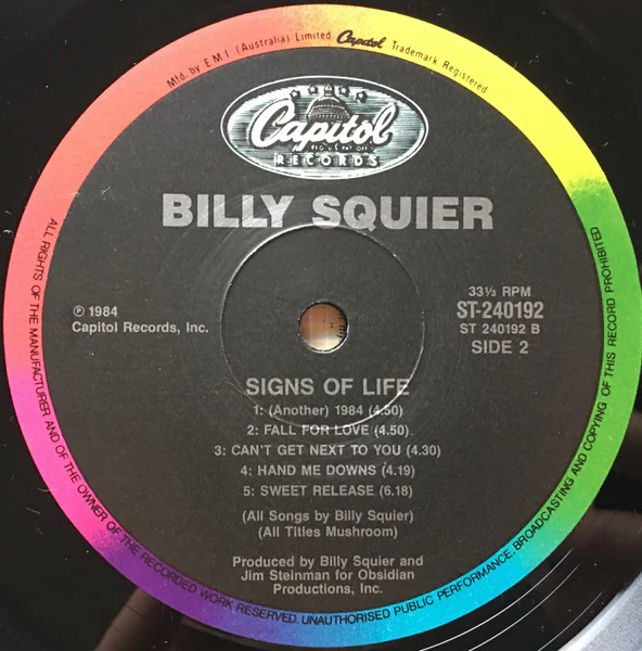 Billy Squier – Signs Of Life (VG+/VG+) – LP, AU 1984 - Image 4