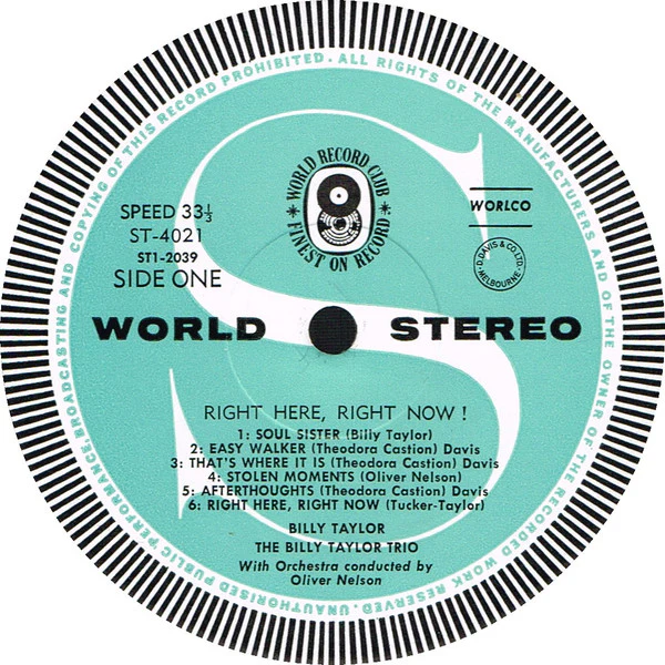 Billy Taylor, Billy Taylor Trio, Oliver Nelson's Big Band – Right Here, Right Now! (VG/VG+) – LP, AU 1965 - Image 3