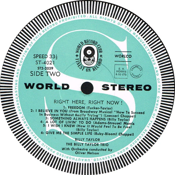Billy Taylor, Billy Taylor Trio, Oliver Nelson's Big Band – Right Here, Right Now! (VG/VG+) – LP, AU 1965 - Image 4