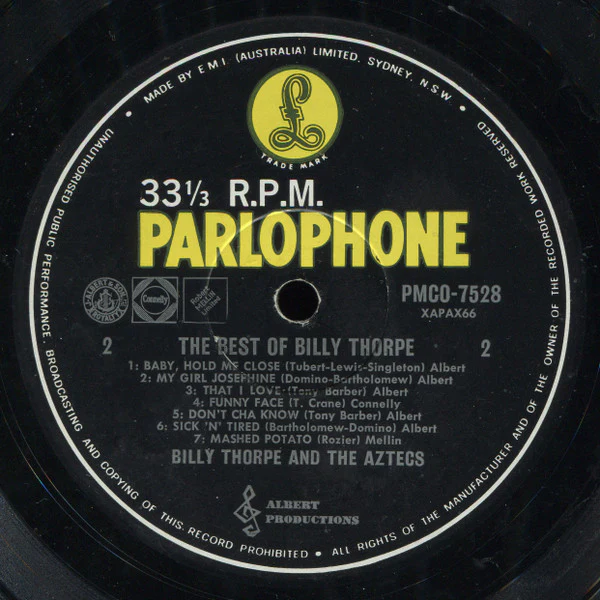 Billy Thorpe And The Aztecs – The Best Of Billy Thorpe (VG/VG) – LP, AU 1965 - Image 4