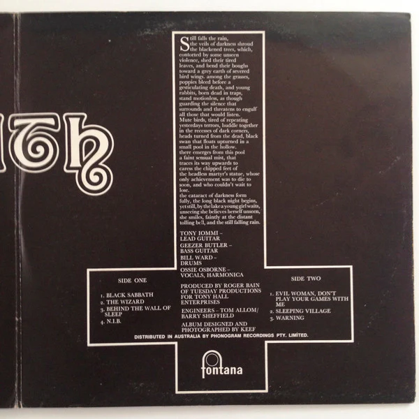 Black Sabbath – Black Sabbath (G+/VG) – LP, AU 1971 - Image 3