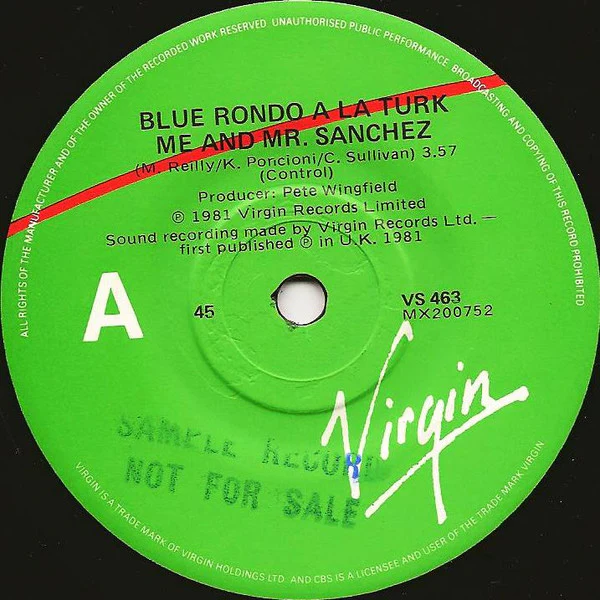 Blue Rondo À La Turk – Me And Mr. Sanchez (VG+/VG+) – 7", AU 1981 - Image 3